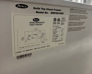 M73 - $300. Atosa. 15.9 cu ft Chest Freezer. Model MWF90116GR. With Key. Measures 5' long x 26.5" D x 33.5" T. (I can't find the age but I saw it frozen with my own 2 eyes and then it was defrosted and ready to move!) This is located in a walk out basement - but will require carrying around the house. YOU NEED 2 STRONG PEOPLE TO MOVE!