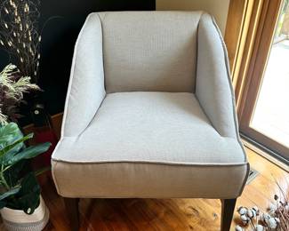 M37 - $75. Gray side chair. Measures 28" w x 28" d x 31" tall.