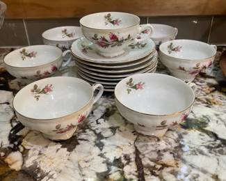 M7 - $15. Royal Rose fine China Japan tea set for 7.