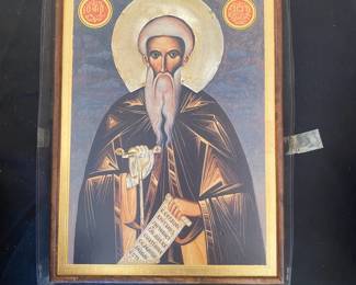 M121 - $75. Riza Icon of St. John of Rila. Measures 9.5" x 13". Copy of an 18th Century working Icon from the Rila Monastery.