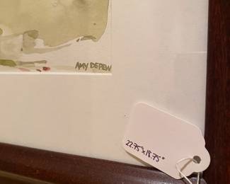 M130 - $250. Amy Depew . "Distant Storm" original watercolor on Paper 2007. Framed it measures 22.75" x 18.75"