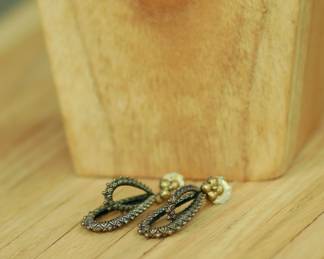 J51 - $90. Bixby Earrings. 18kt & Sterling. 1.5" drop.