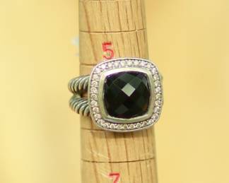 J9 - $275. Size 5.5. David Yurman Sterling with Black Onyx and Diamonds. 11mm Onyx. (Still retails for $850)