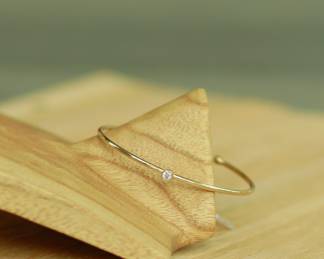 J39 - $400. 14kt & Single Diamond Cuff Bracelet. Weighs 6.2 grams.