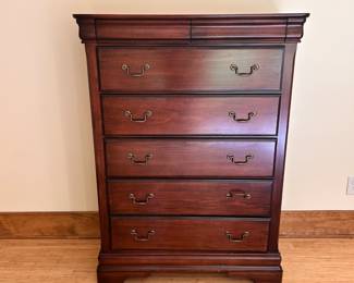 M84 - $125. Dresser in Guest Bedroom. All Drawers Slide. Measures 40.25" x 18" deep x 54.25" tall.