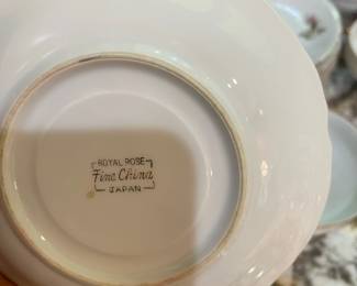 M7 - $15. Royal Rose fine China Japan tea set for 7.