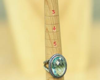 J1 - $1,800. David Yurman Sterling Albion Oval Ring with Blue Topaz and Diamonds. Size 5.5/6. Still retails $3200.