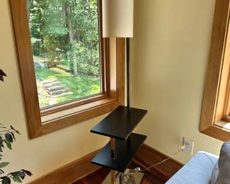 M42 - $60. Side table with attached lamp. Measures 10" wide x 20" deep x 61" tall.