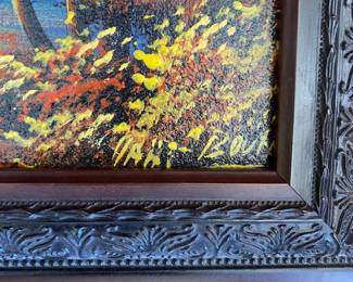 M113 - $75. "Bouta" Original Haitian Painting. Framed measures 13.5" x 15.5".