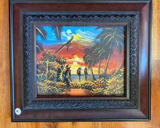 M113 - $75. "Bouta" Original Haitian Painting. Framed measures 13.5" x 15.5".