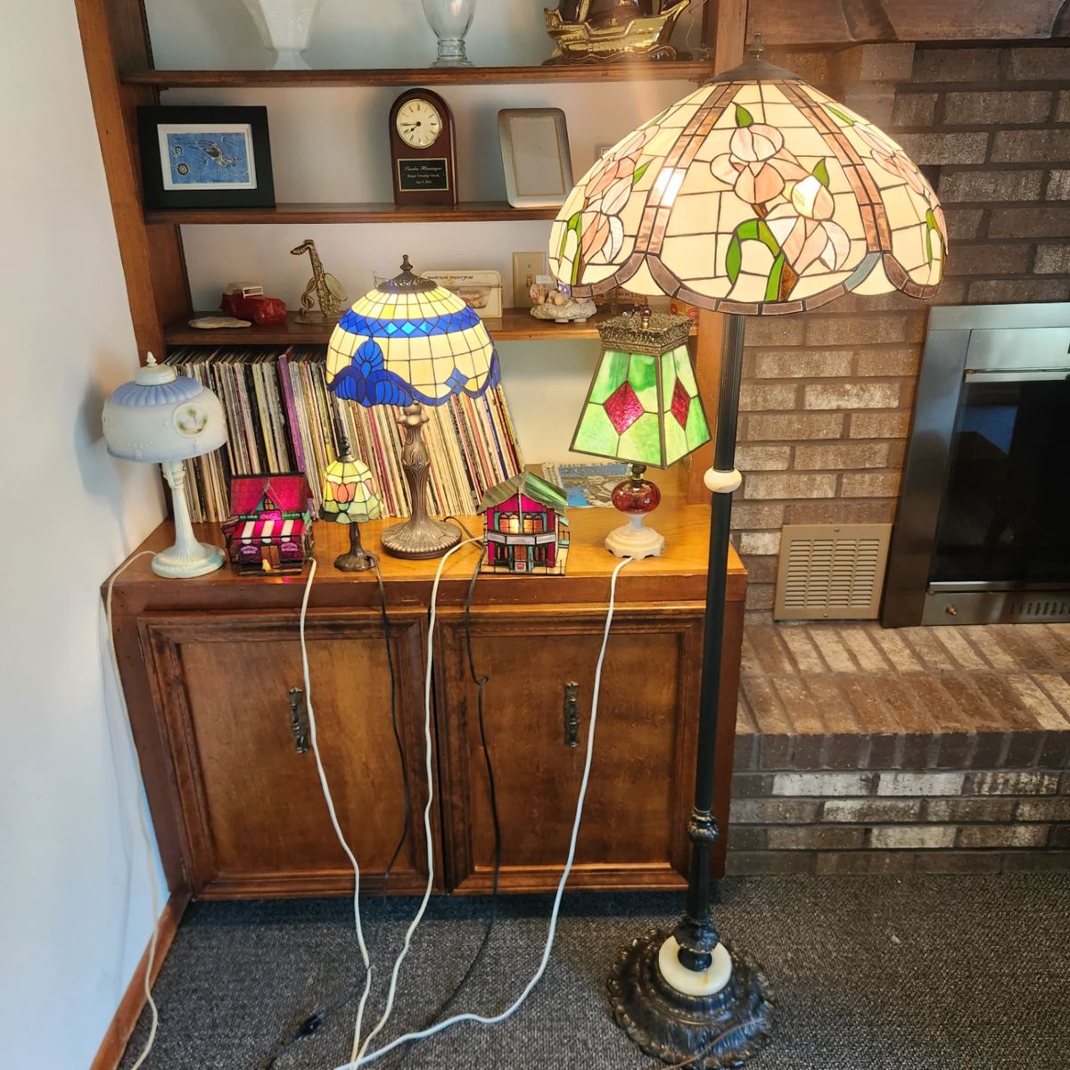 Several Tiffany style lamps