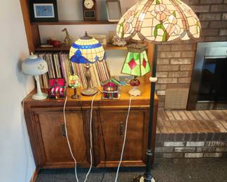 Several Tiffany style lamps