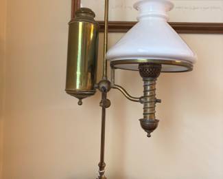 Manhattan Brass Co Single Arm Student Electrified Oil Lamp 1876-1879