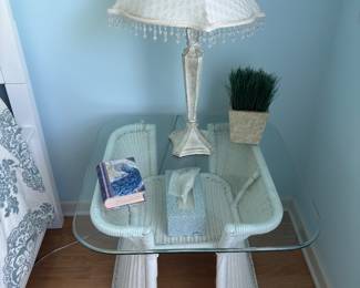 wicker glass top table