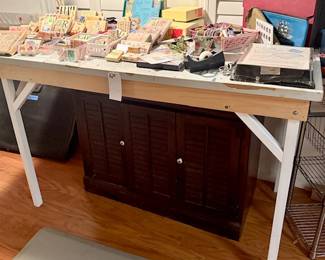 Work Table /Lots Rubber Stamps Etc