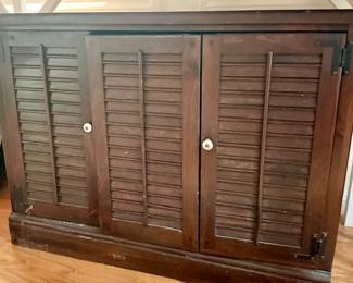 Black louvered Cabinets/ Good TV Base