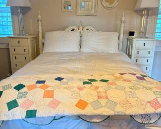 Bed is Sold Complete with thick Quality Mattress, Headboard & Bedding ….Nice ! 
(Quilt showing is separate) 