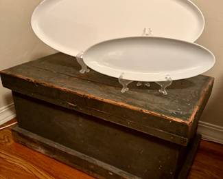 Chest…great coffee table size
Lots of white wear platters  ++