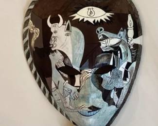 Venetian Carnivàle Mask handmade Picasso "Guernica" motif, hand painted on paper mâché