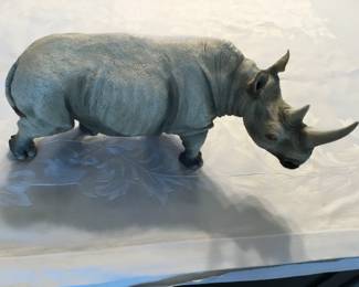 Marble Rhinoceros, hand painted by CreArt Mexican artisans, circa 1970