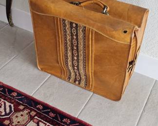 Vintage Leather Luggage-Garment bag from the 1950's.