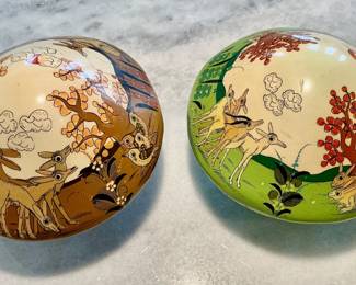 Sergio Bustamante "Serval" early paper mâché 'mushrooms' art pieces. Highly detailed hand painted.