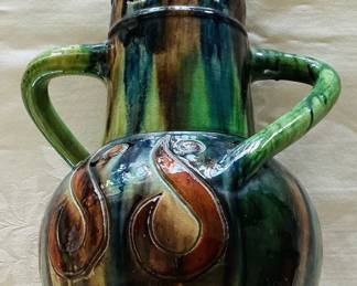 Belgian Arts & Crafts double-handled ceramic vase.