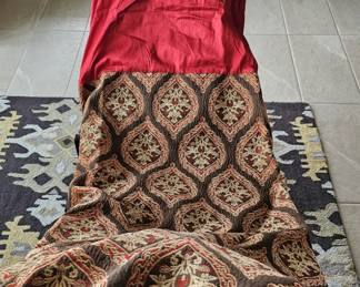 Custom Made silk curtains, 2 panels, with Italian Scalamandre fabric, lined. for tall windows.
