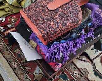 Mexican purses / handbags, and handmade silk scarves.