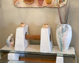 Art by Teresa Bernard Landscape Sculptural, Southwest Dining Room, Southwest Coffee Table and End Table, Floor Lamp, Table Lamp and Decor