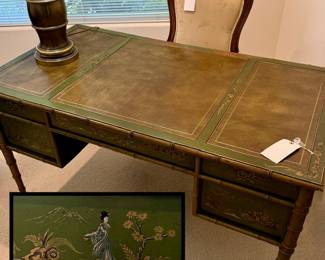 Leather Top DREXEL Chinoiserie Desk 
Faux Bamboo ASIAN Style / Exquisite Mid-Century / Unique ! 