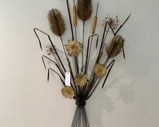 Mid Century JERE BRUTALIST Cattail Metal 
