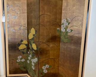 ASIAN Style 4 Panel Chrysanthemum  Screen Room Divider