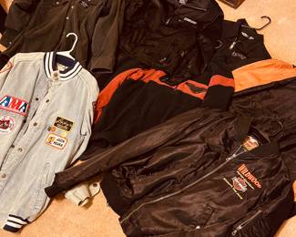 Harley jackets, sweaters and shirts