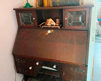 Desk with beveled glass panels