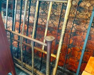 Full size brass bed and mattress frame