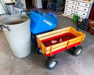 A nice wagon with totes and containers