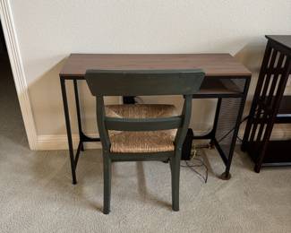 Metal Desk on Wheels and Chair
