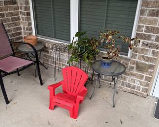 Toddler Plastic Chair and Live Plants