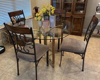 Glass Top Dining Room Table with 5 Chairs