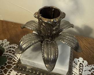 Heavy Pewter/Marble Candlestick Holder (Qty 2)