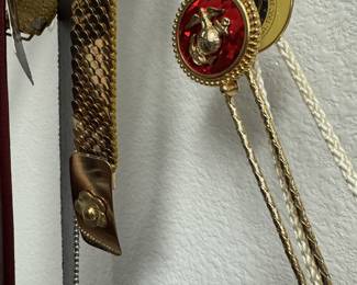 Gold Stretch Belt and Military Bolo Ties
