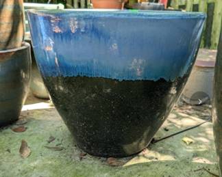 Large glazed clay planter