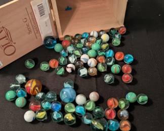 Box of vintage marbles