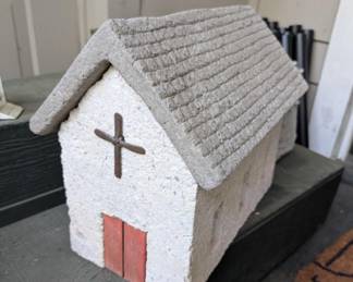 Concrete fairy garden church