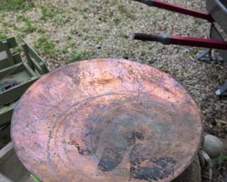 Copper bird bath