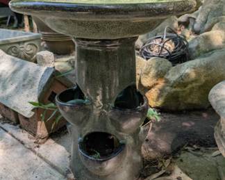 Glazed Strawberry pot birdbath