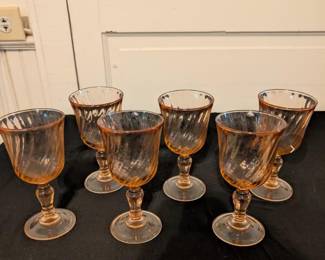 Vintage pink swirl goblets