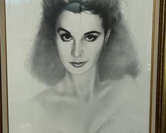 Matching portrait of Vivian Leigh as "Scarlet O'Hara" by Gary Saderup 1995