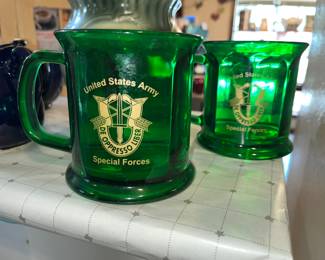 Pair of US Army Special Forces glass mugs
